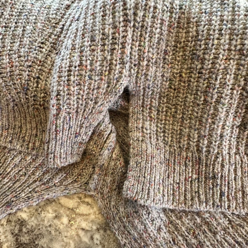 Madewell Donegal Silk Wool Blend Turtleneck‎ Sweater Oatmeal Confetti Fleck XS - Picture 6 of 9